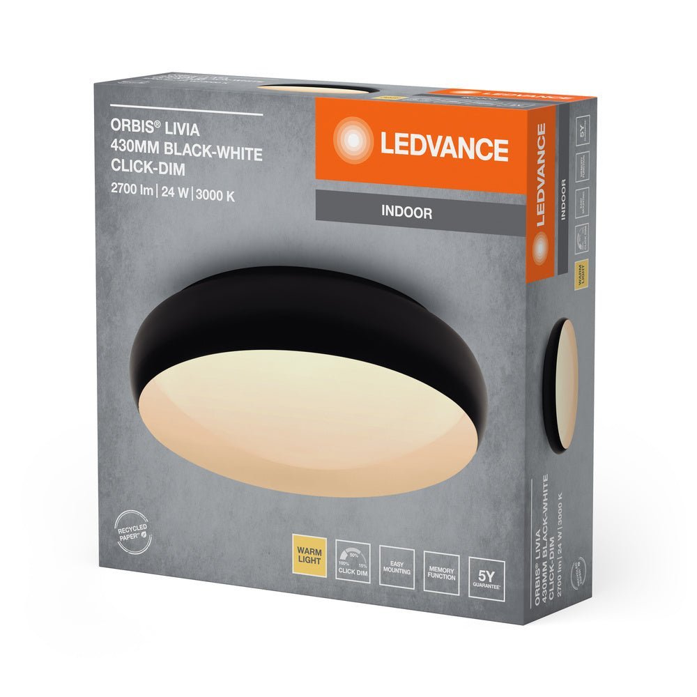 4099854283949 - Černé LED stropní svítidlo 430 mm LIVIA, teplá bílá - Stropní svítidlo - LEDVANCE e - shop