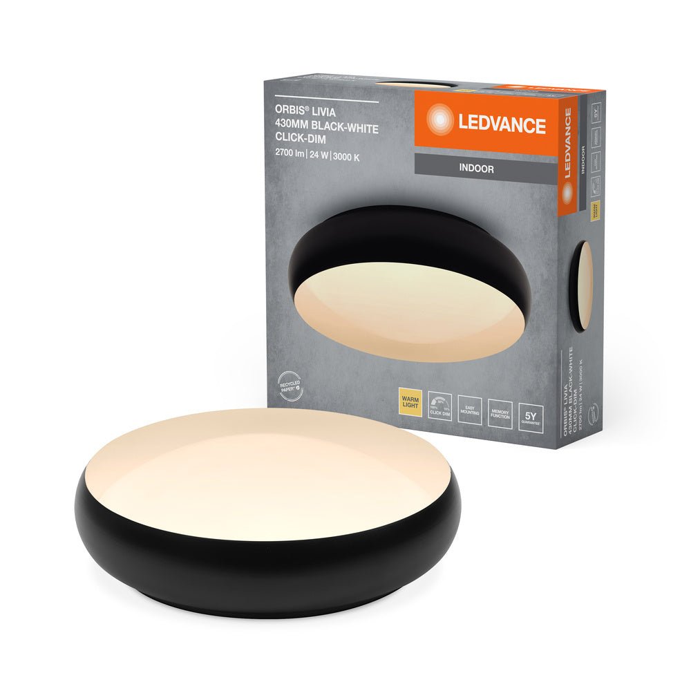 Černé LED stropní svítidlo 430 mm LIVIA, teplá bílá