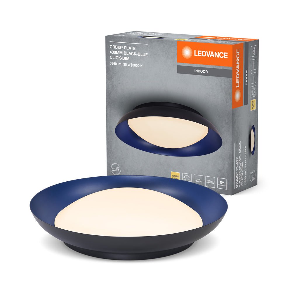 Černé LED stropní svítidlo 430 mm ORBIS, teplá bílá