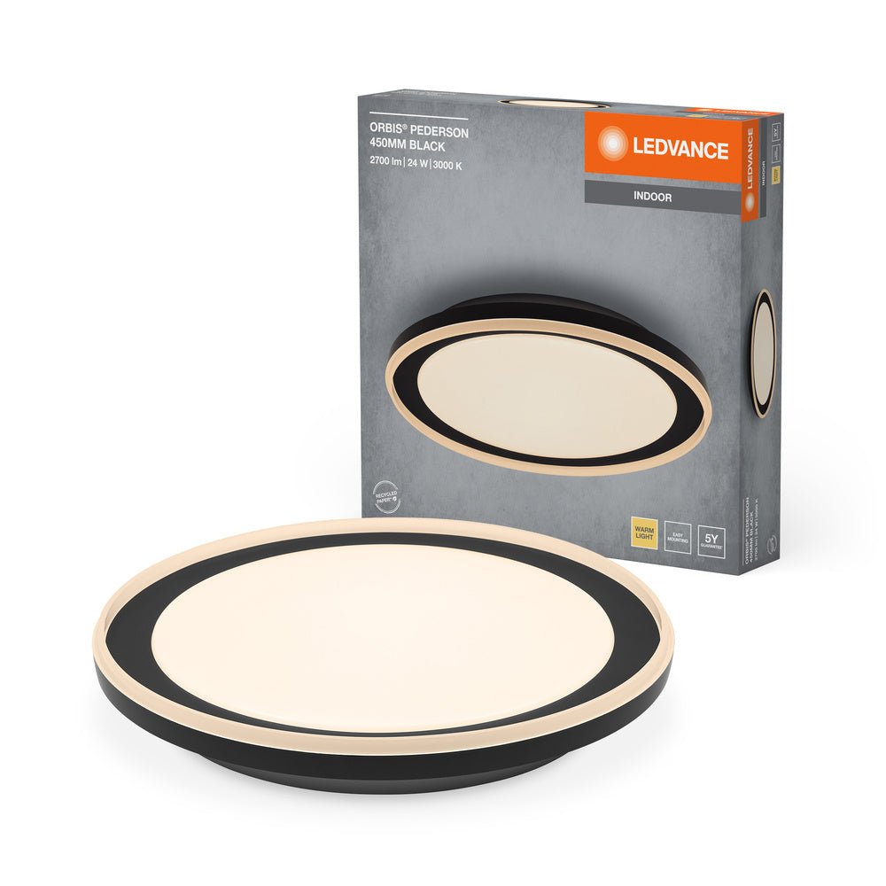 Černé LED stropní svítidlo 450 mm ORBIS, teplá bílá