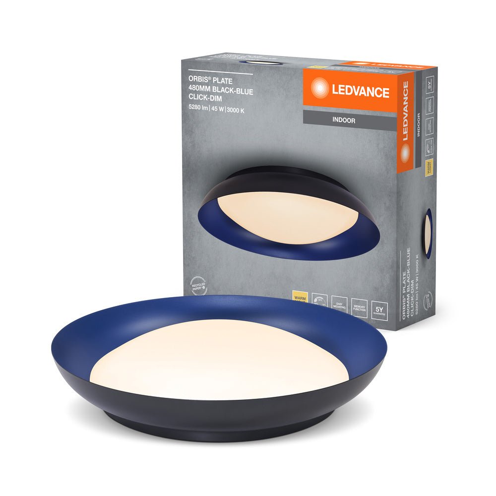 Černé LED stropní svítidlo 480 mm ORBIS, teplá bílá