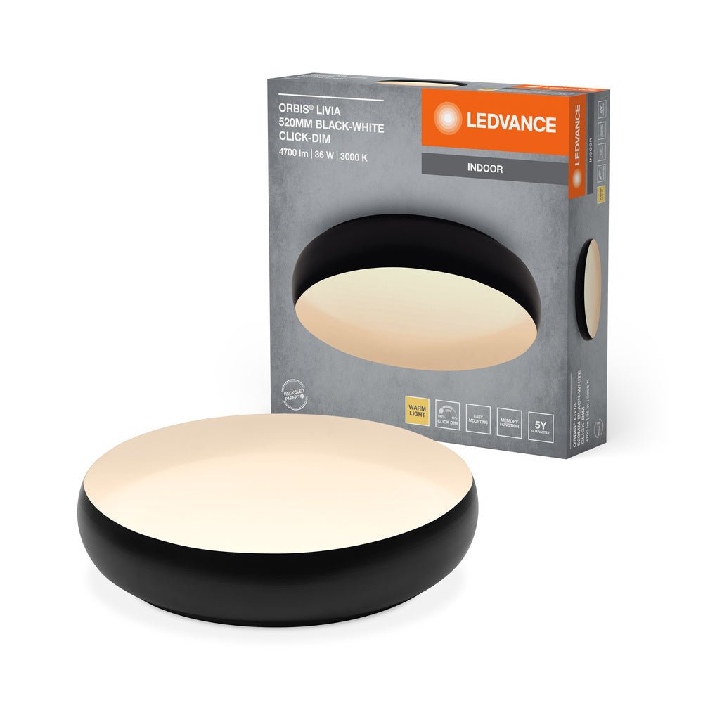 Černé LED stropní svítidlo 520 mm LIVIA, teplá bílá