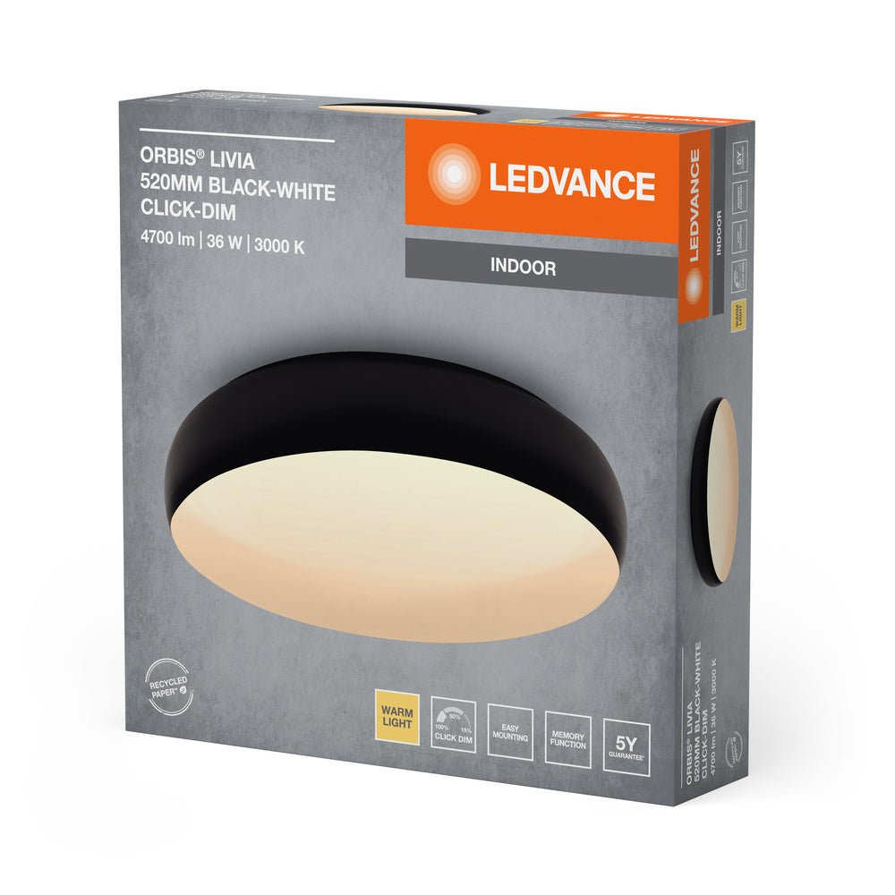 4099854283963 - Černé LED stropní svítidlo 520 mm LIVIA, teplá bílá - Stropní svítidlo - LEDVANCE e - shop