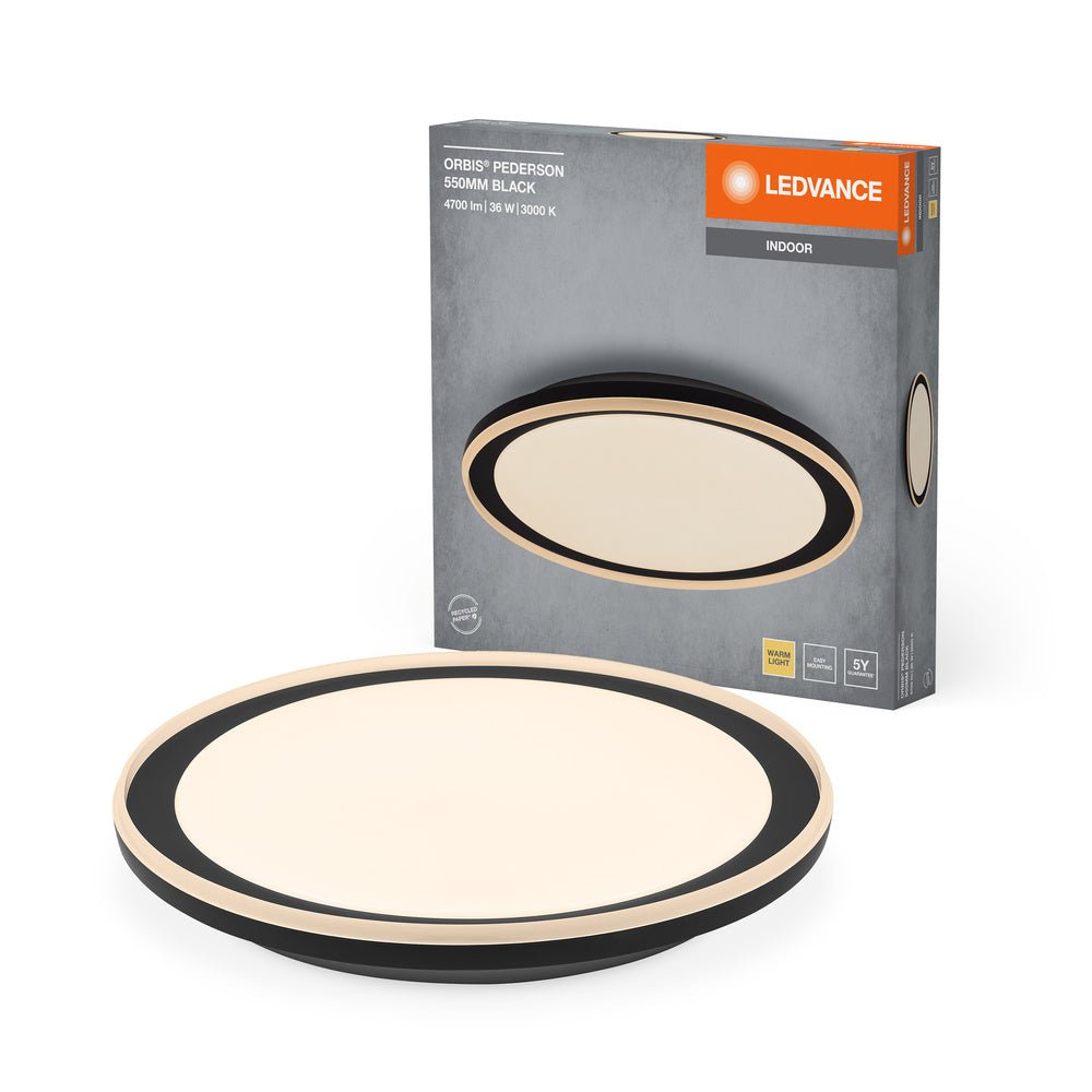 Černé LED stropní svítidlo 550 mm ORBIS, teplá bílá