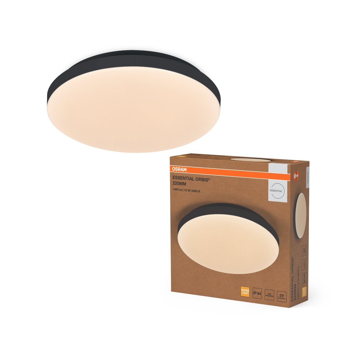4058075854987 - Černé nástěnné svítidlo 12 W Teplá bílá 220mm - Nástěnné svítidlo - LEDVANCE e - shop