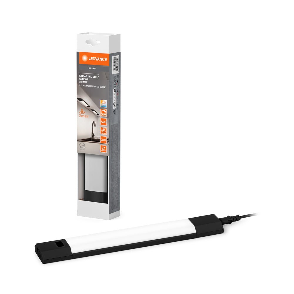 Černé podlinové LED světlo + senzor 4W LINEAR 300, laditelná bílá