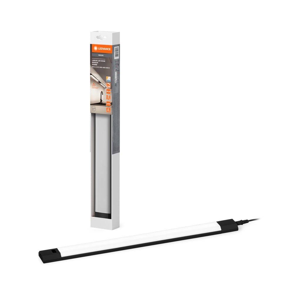 Černé podlinové LED světlo + senzor 8W LINEAR 500, laditelná bílá