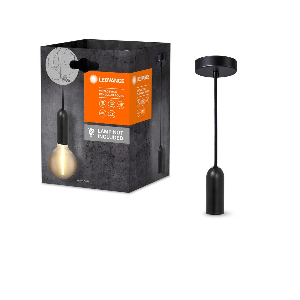 Černé stropní svítidlo E27 max 15 W VINTAGE ROUND