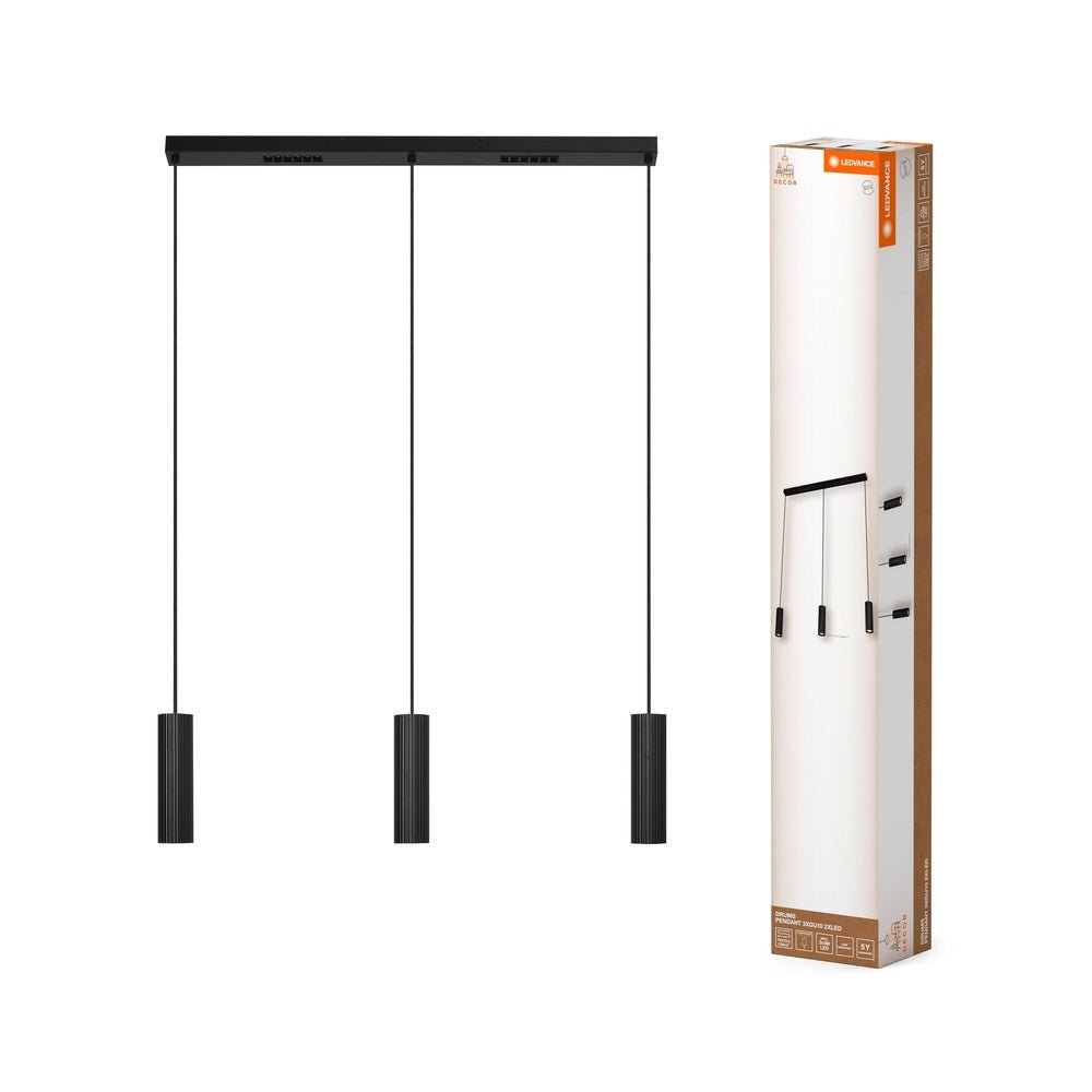 Černý LED lustr dekorativní 3 x GU10 5 W DRUMS PENDANT