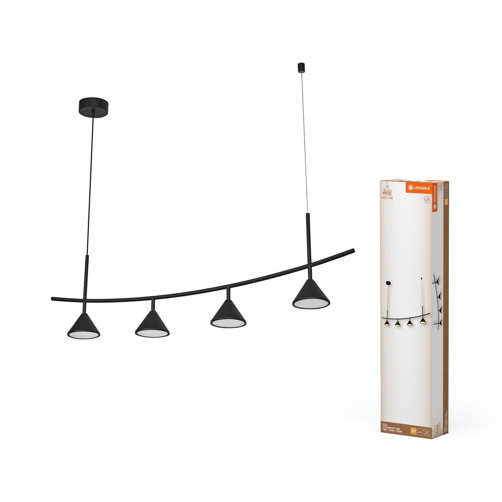 Černý lustr 4x 16W 1320lm FUJI PENDANT LINE, teplá bílá