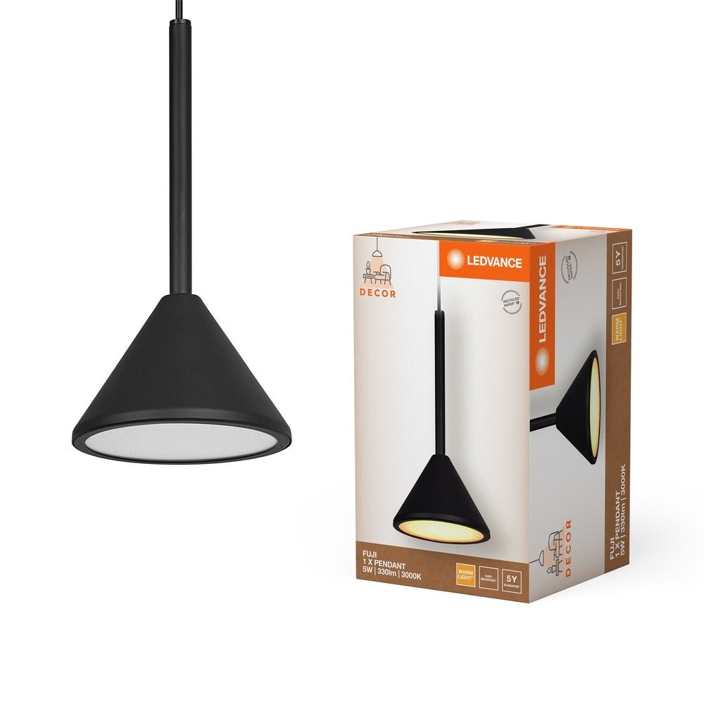 Černý lustr 5W 330lm FUJI PENDANT, teplá bílá
