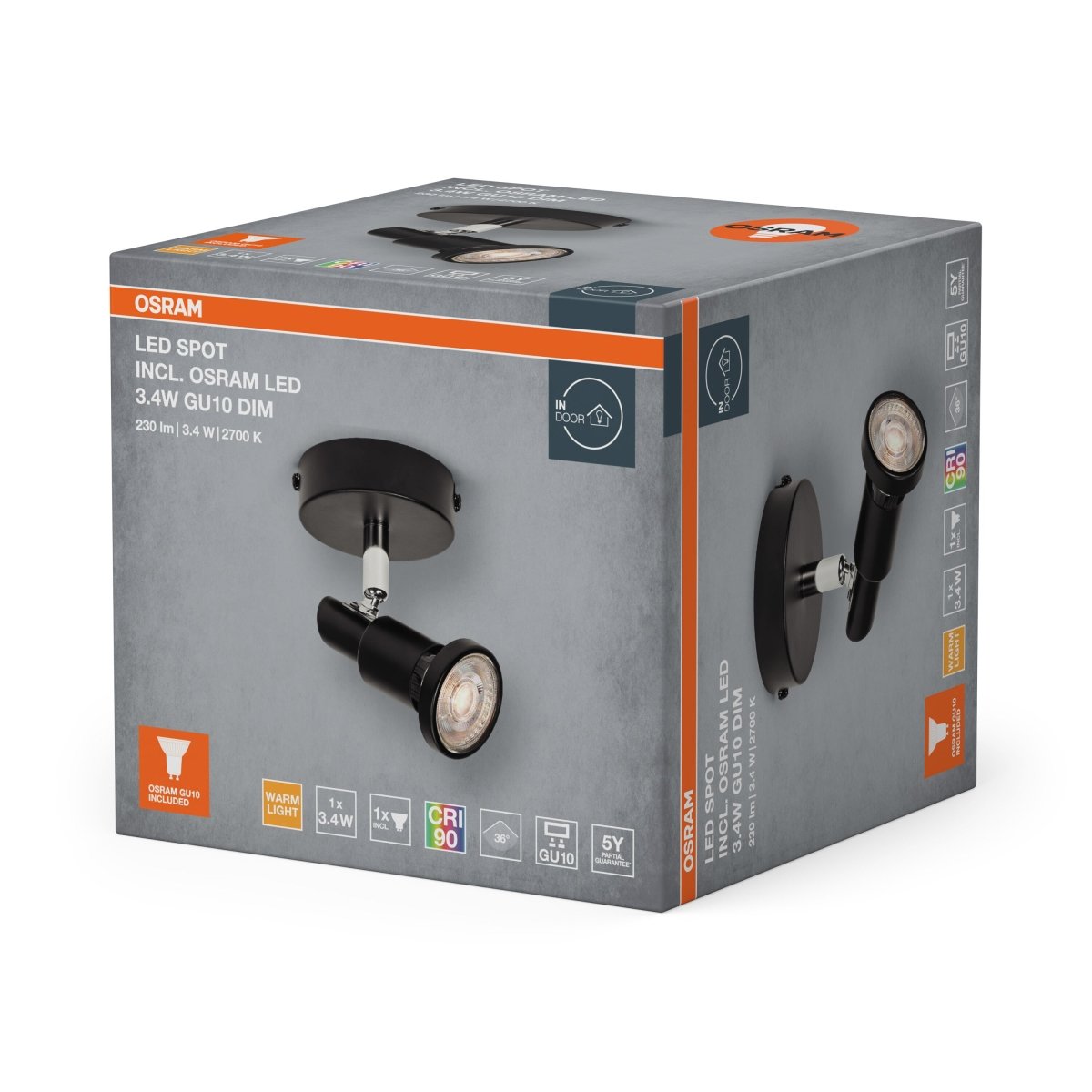 4099854474354 - Černý reflektor 3,40 W Teplá bílá 80 mm - Reflektor - LEDVANCE e - shop