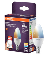 4099854460371 - Chytrá LED zigbee stmívatelná žárovka E14 4,9 W CLASSIC B, laditelná bílá OSRAM - Žárovka - Czechia LEDVANCE e-shop