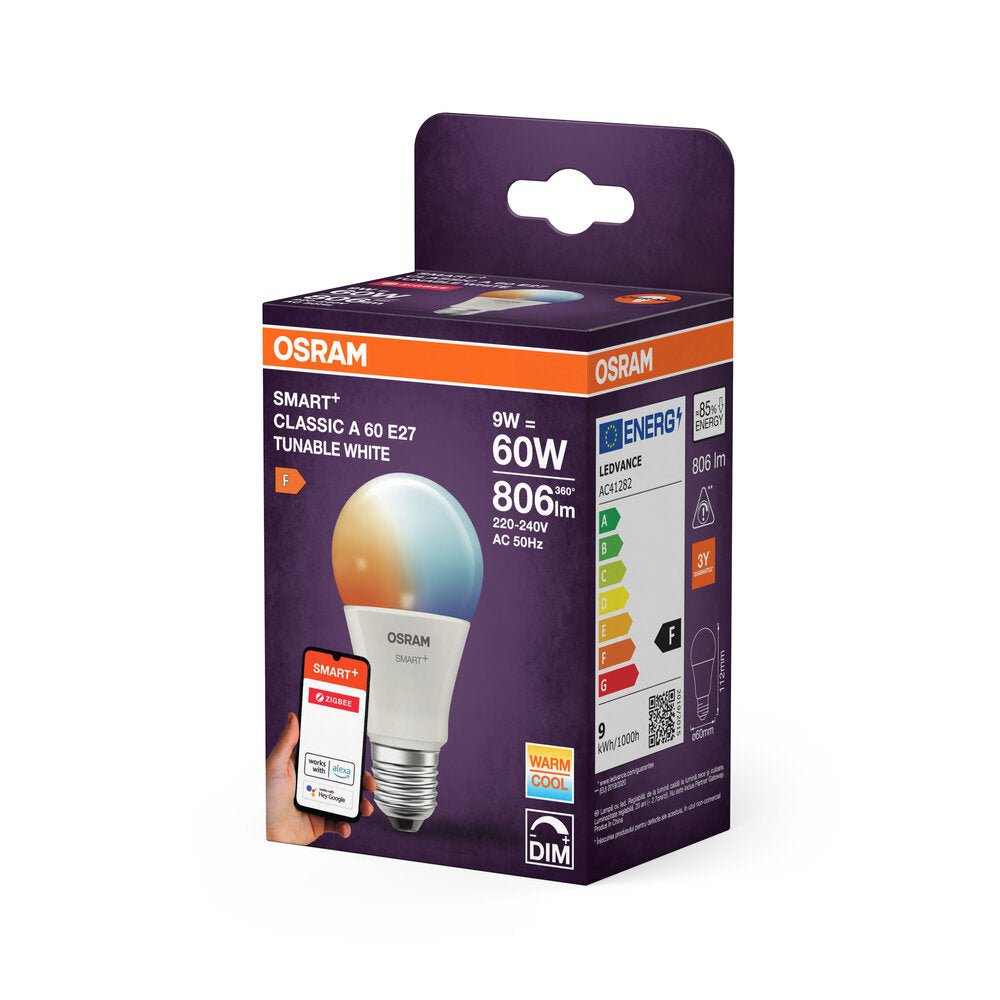 4099854460234 - Chytrá zigbee LED stmívatelná žárovka E27 9 W CLASSIC A, laditelná bílá OSRAM - Žárovka - Czechia LEDVANCE e-shop