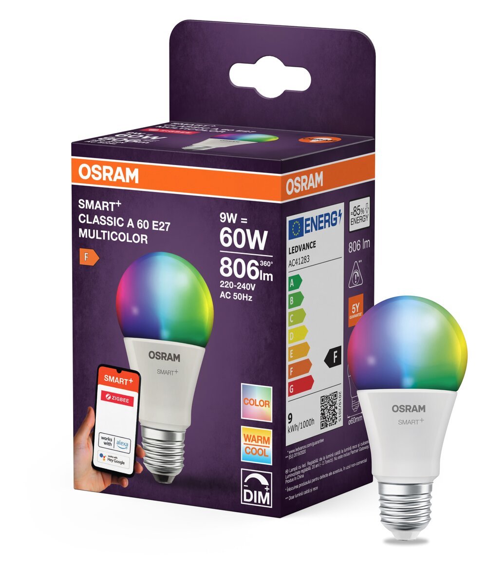 4099854460333 - Chytrá zigbee LED stmívatelná žárovka E27 9 W CLASSIC A RGBW OSRAM - Žárovka - Czechia LEDVANCE e-shop