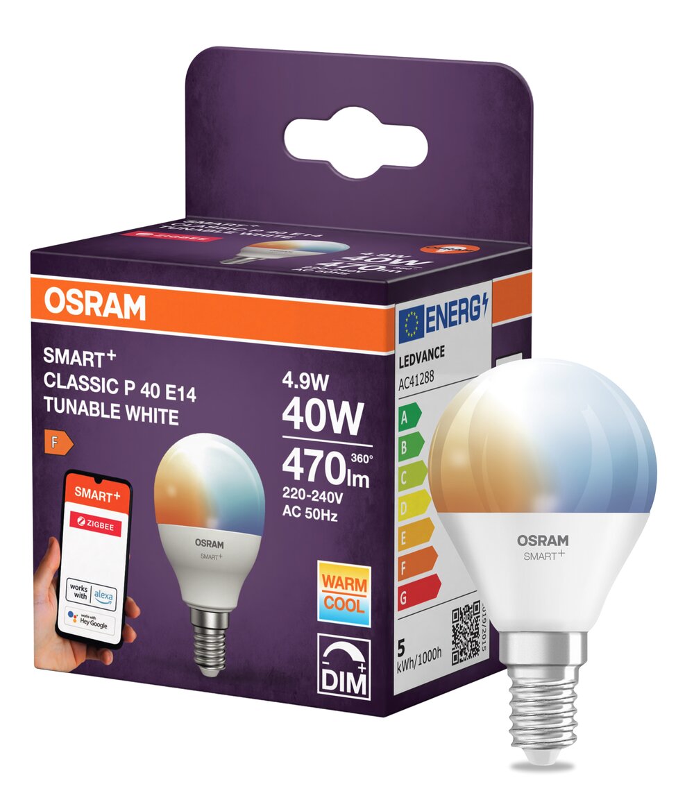 4099854460593 - Chytrá zigbee stmívatelná LED žárovka E14 4,9 W CLASSIC P, teplá bílá OSRAM - Žárovka - Czechia LEDVANCE e-shop