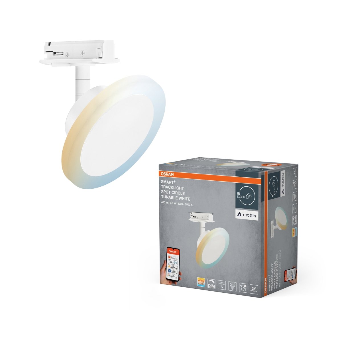 4099854474705 - Chytré kolejnicové svítidlo Matter, Tracklight kulaté BÍLÉ Laditelná Bílá - Stropní svítidlo - Czechia LEDVANCE e - shop