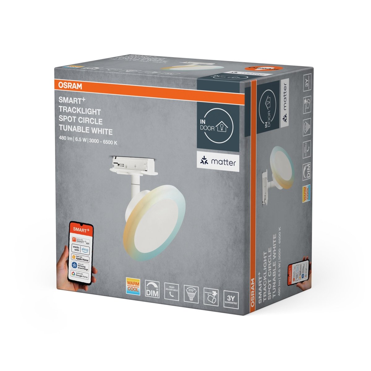 4099854474705 - Chytré kolejnicové svítidlo Matter, Tracklight kulaté BÍLÉ Laditelná Bílá - Stropní svítidlo - Czechia LEDVANCE e - shop