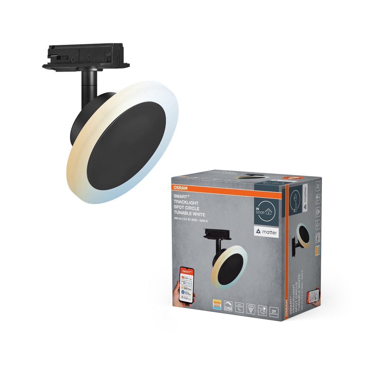 4099854474682 - Chytré kolejnicové svítidlo Matter, Tracklight kulaté ČERNÉ Laditelná Bílá - Stropní svítidlo - Czechia LEDVANCE e - shop