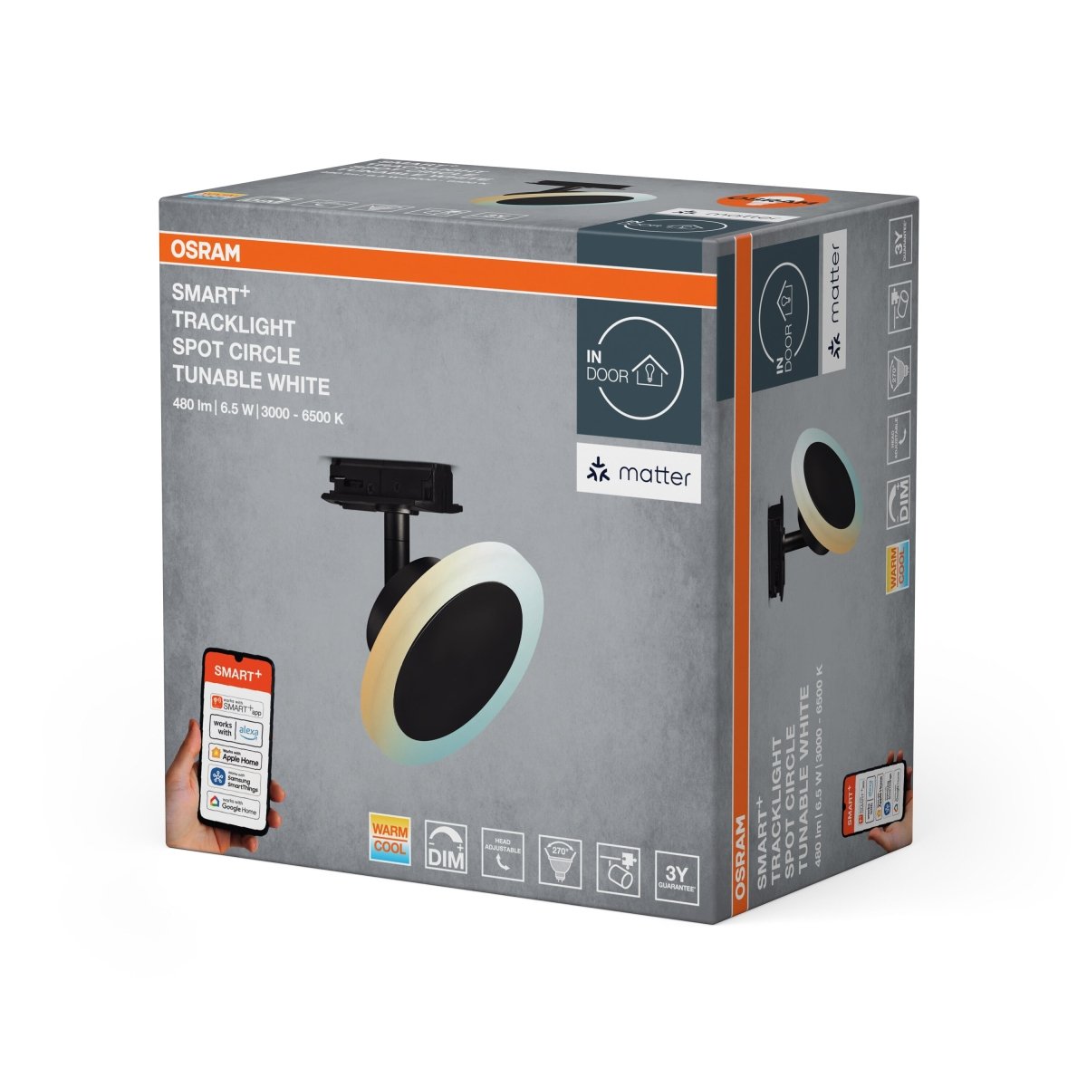 4099854474682 - Chytré kolejnicové svítidlo Matter, Tracklight kulaté ČERNÉ Laditelná Bílá - Stropní svítidlo - Czechia LEDVANCE e - shop