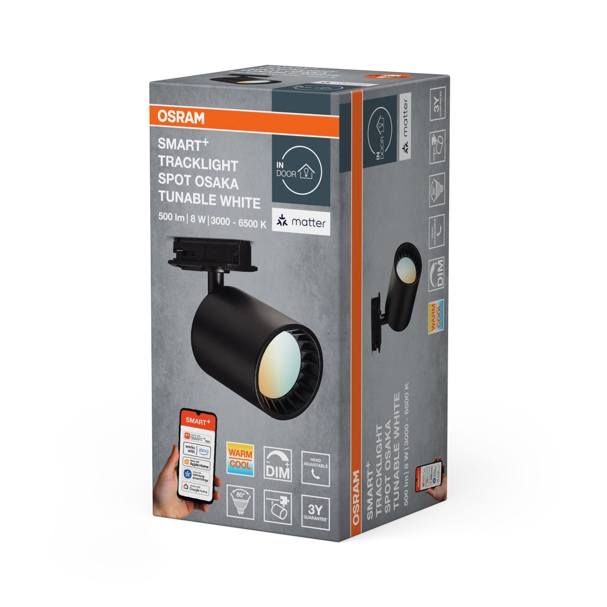 4099854474743 - Chytré kolejnicové svítidlo Matter, Tracklight Osaka ČERNÉ Laditelná Bílá - Stropní svítidlo - Czechia LEDVANCE e - shop