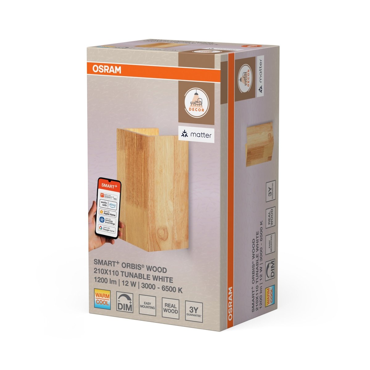 4099854475115 - Chytré nástěnné svítidlo Matter Wall Wood Laditelná Bílá - Stropní svítidlo - Czechia LEDVANCE e - shop