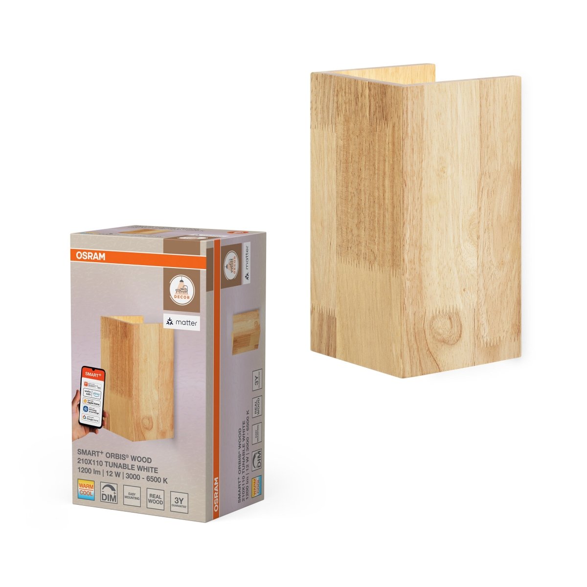 4099854475115 - Chytré nástěnné svítidlo Matter Wall Wood Laditelná Bílá - Stropní svítidlo - Czechia LEDVANCE e - shop