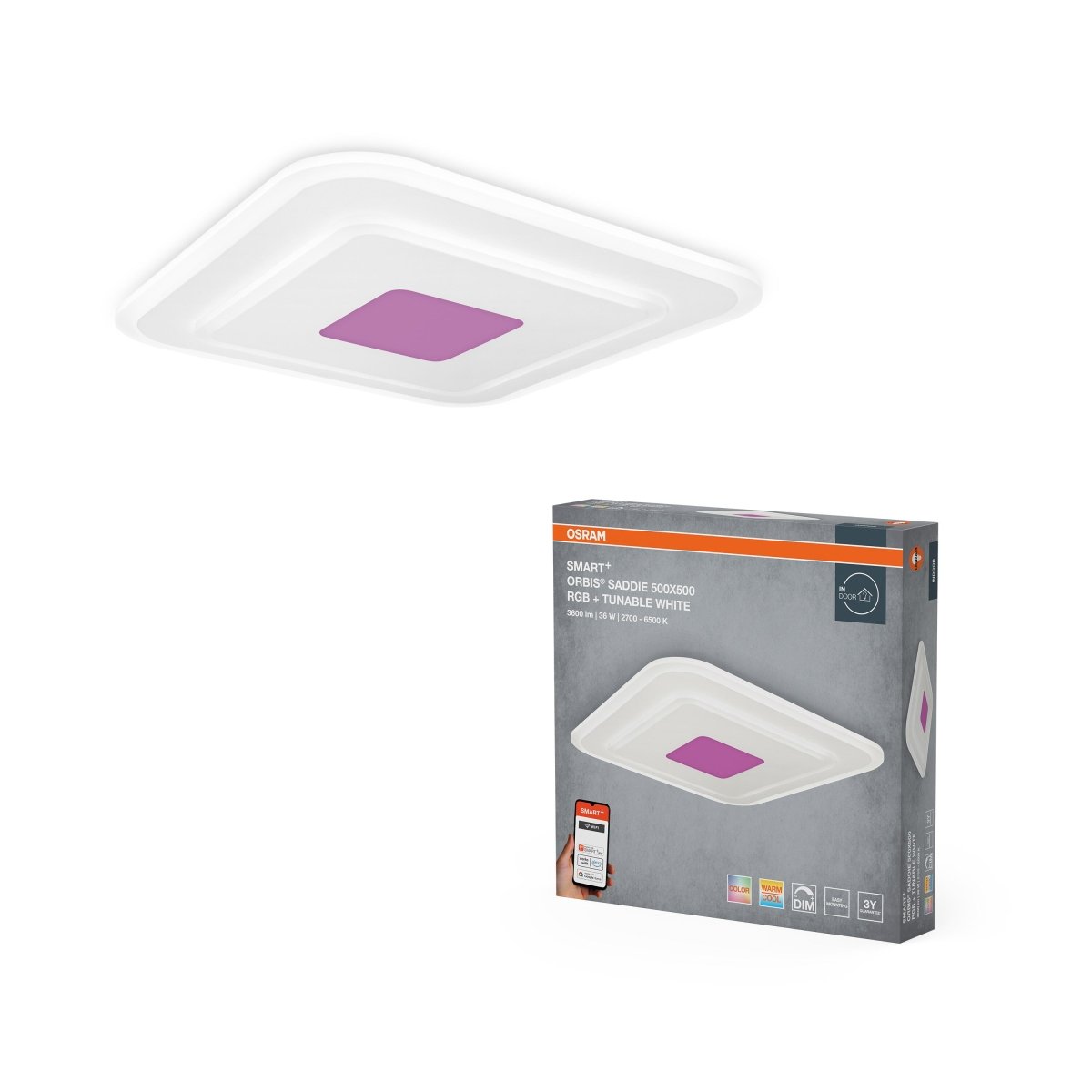 4099854473647 - Chytré nástěnné svítidlo Orbis Saddie 500x500mm RGB+Laditelná Bílá - Nástěnné svítidlo - Czechia LEDVANCE e - shop