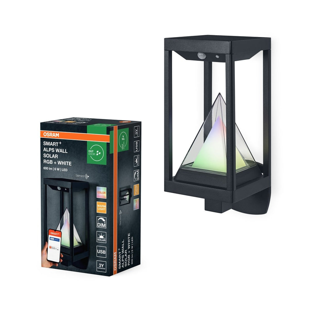 Chytré solární nástěnné svítidlo ALPS RGB+Teplá Bílá IP44
