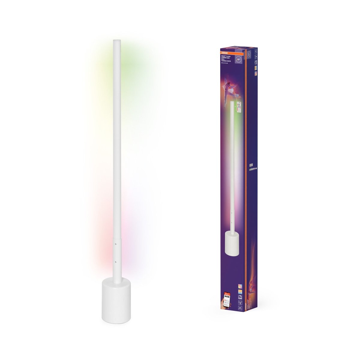 4099854472138 - Chytré stojací rohové svítidlo SMART+ WiFi, Bílá SLIM, RGB + TW, dálkové ovládání - Stojací lampa - LEDVANCE e - shop