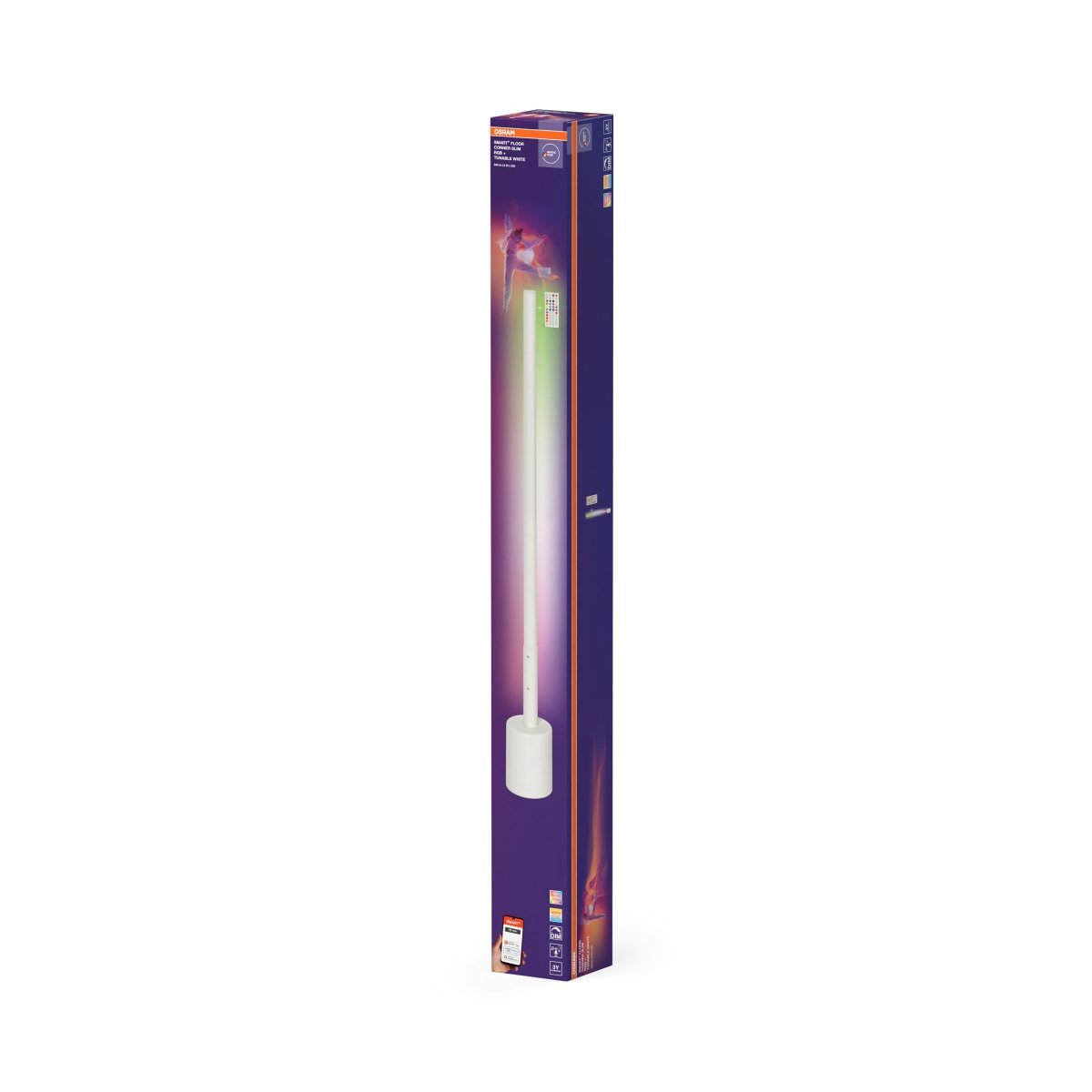 4099854472138 - Chytré stojací rohové svítidlo SMART+ WiFi, Bílá SLIM, RGB + TW, dálkové ovládání - Stojací lampa - LEDVANCE e - shop
