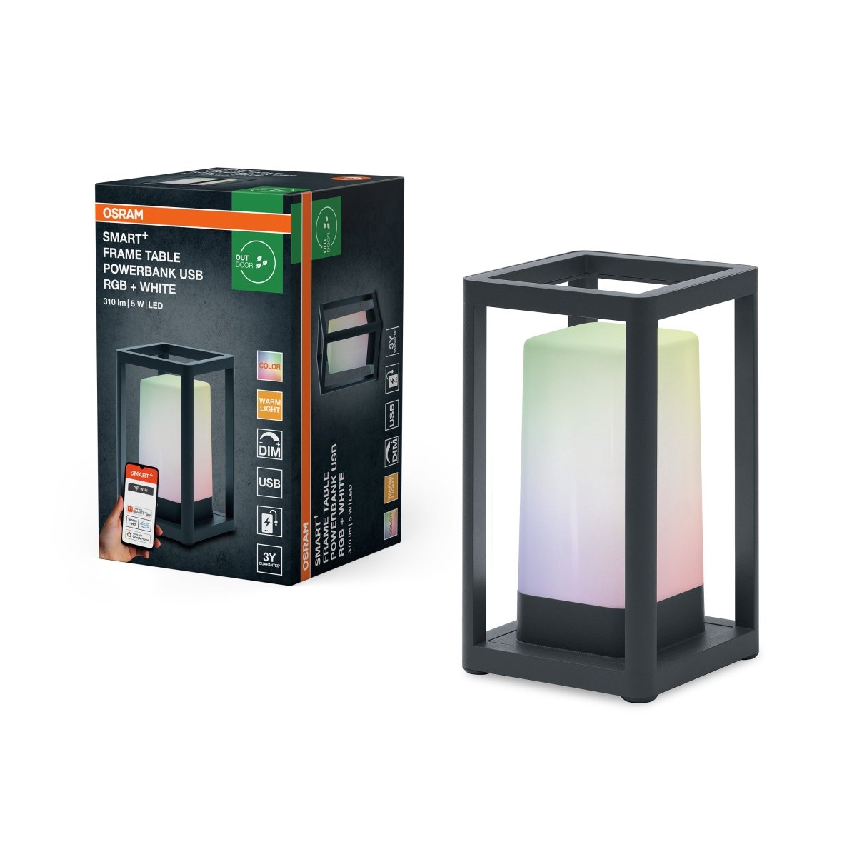 4099854474958 - Chytré stolní svítidlo Wifi rámované, Table Powerbank USB RGB+Teplá Bílá - Venkovní dekorativní svítidlo - Czechia LEDVANCE e - shop