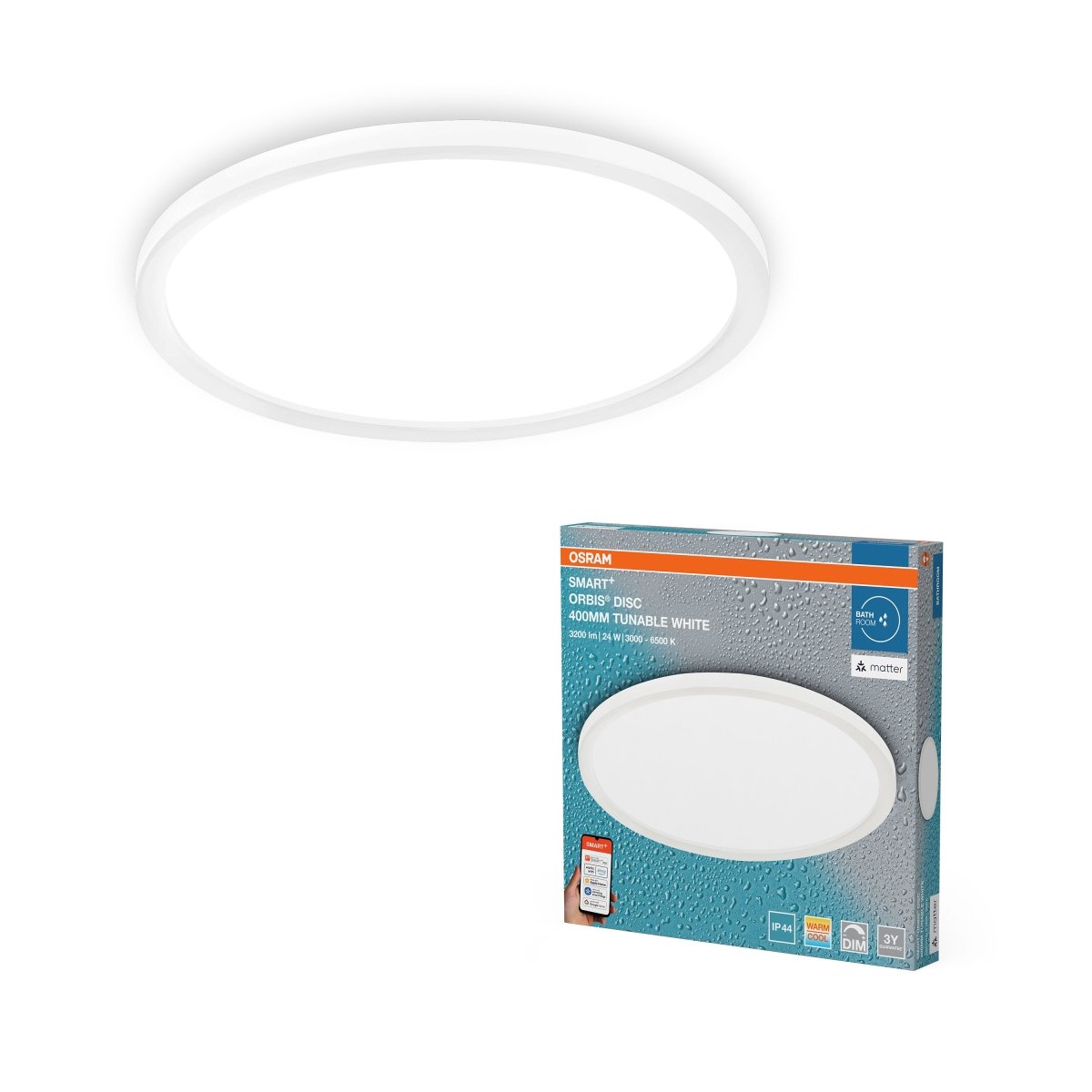 4099854473265 - Chytré Stropní svítidlo Orbis Disc IP44 400mm Laditelná Bílá - Stropní svítidlo - Czechia LEDVANCE e - shop