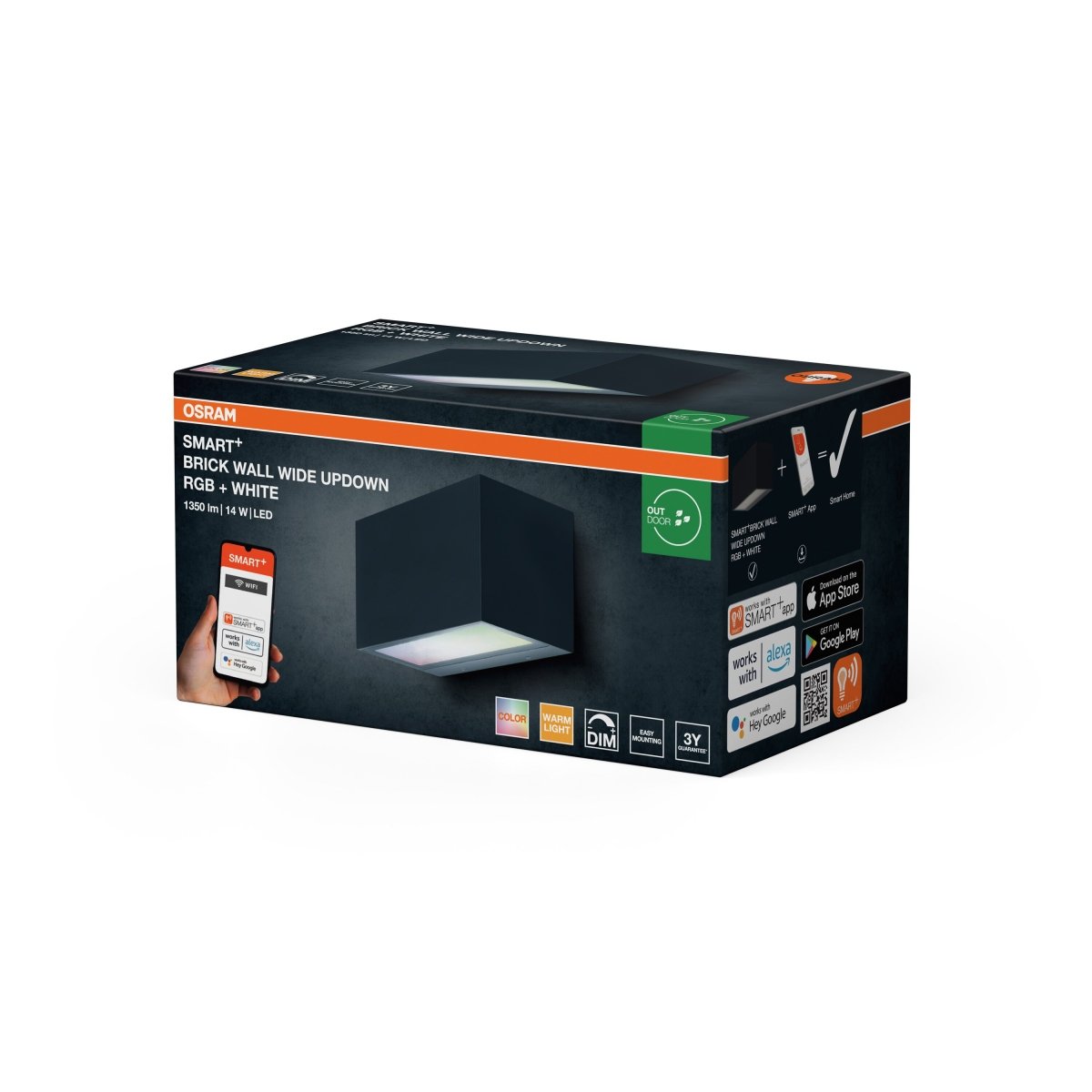 4099854474781 - Chytré venkovní nástěnné svítidlo Brick Wall Wide UpDown RGB+Teplá Bílá - Venkovní dekorativní svítidlo - Czechia LEDVANCE e - shop