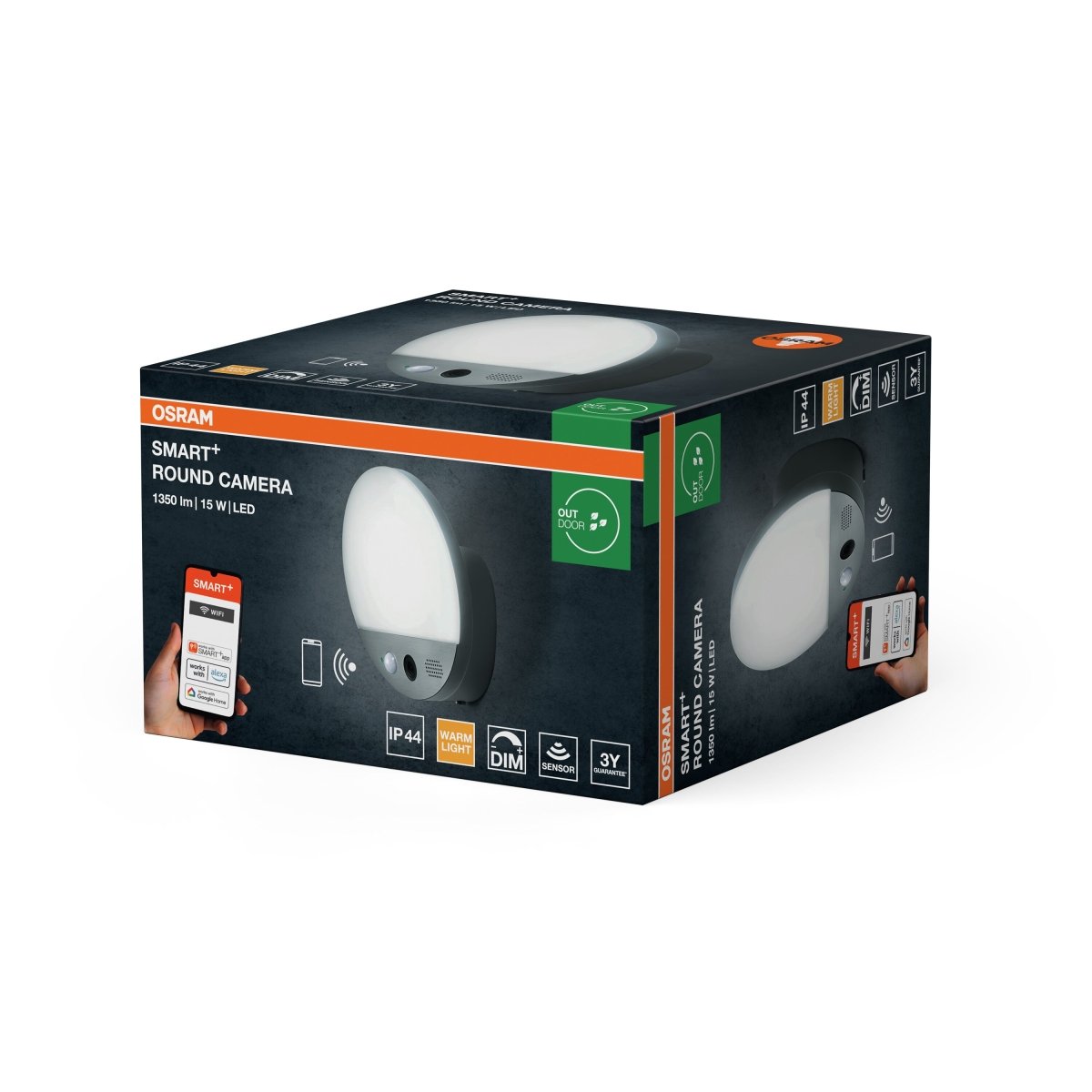 4099854474910 - Chytré venkovní nástěnné svítidlo Wifi Camera Round s kamerou, Teplá Bílá - Venkovní dekorativní svítidlo - Czechia LEDVANCE e - shop