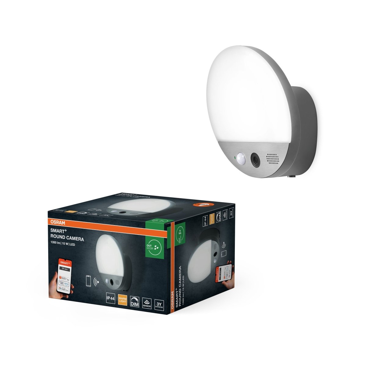 4099854474910 - Chytré venkovní nástěnné svítidlo Wifi Camera Round s kamerou, Teplá Bílá - Venkovní dekorativní svítidlo - Czechia LEDVANCE e - shop