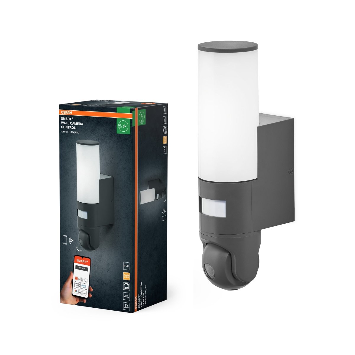 4099854474972 - Chytré venkovní nástěnné svítidlo Wifi Wall Camera Control s kamerou a alarmem, Teplá Bílá - Venkovní dekorativní svítidlo - Czechia LEDVANCE e - shop