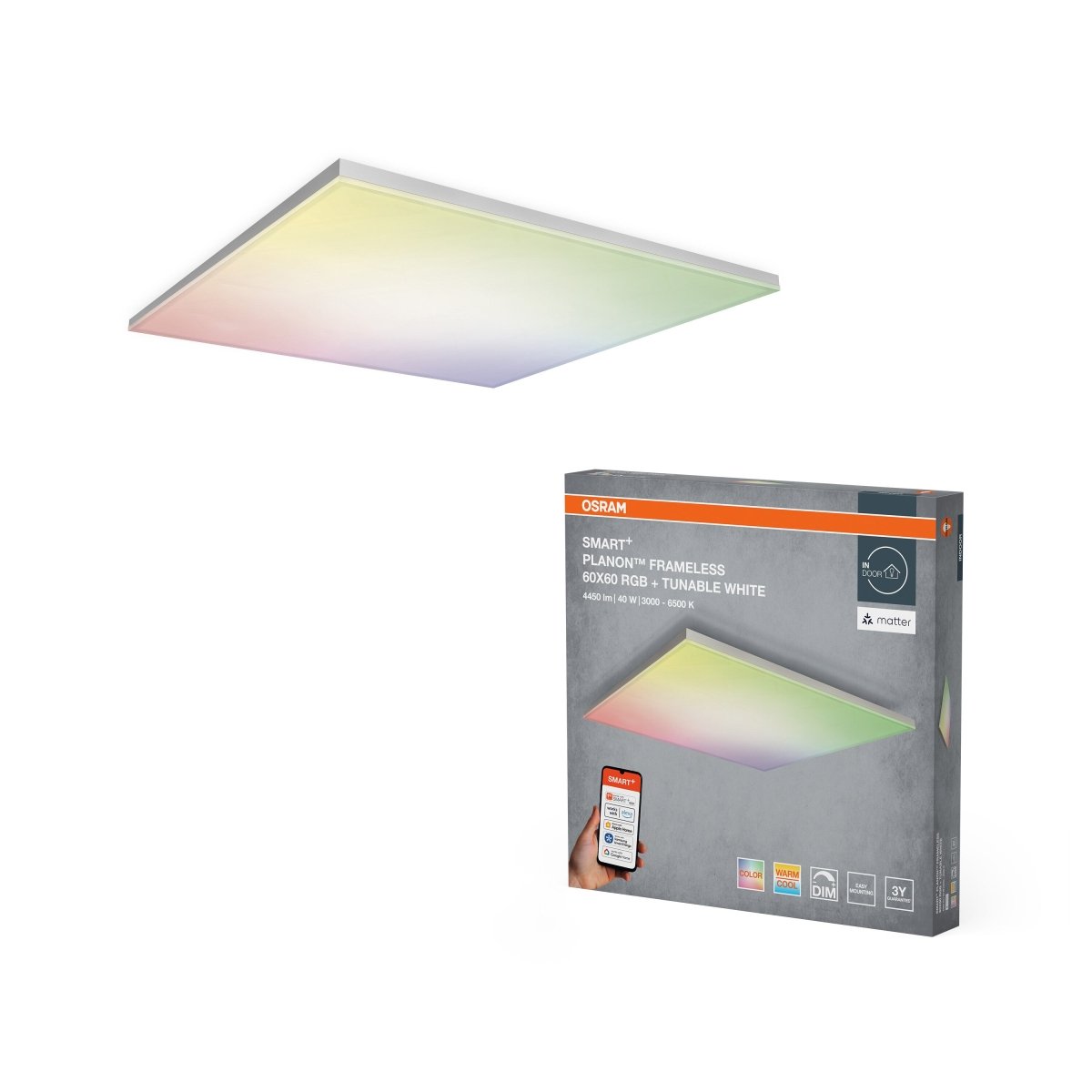 4099854471896 - Chytrý LED panel Bezrámový 600x600mm Vícebarevný RGB/TW - Stropní svítidlo - Czechia LEDVANCE e - shop