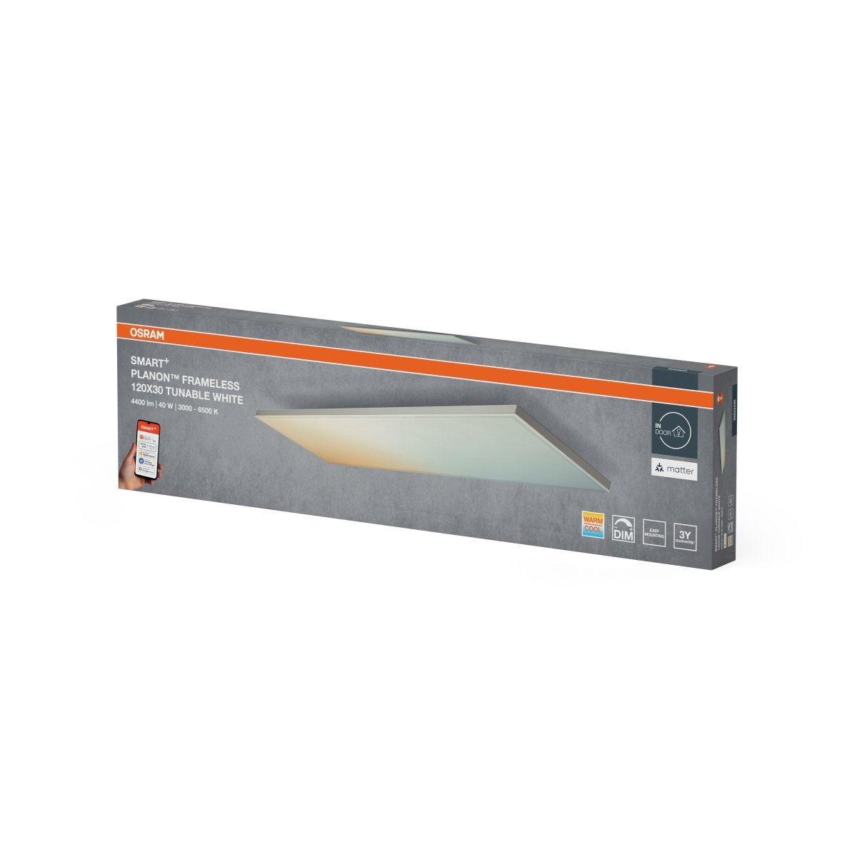4099854471179 - Chytrý LED panel MATTER Planon Bezrámový 1200x300mm Laditelná Bílá - Stropní svítidlo - Czechia LEDVANCE e - shop