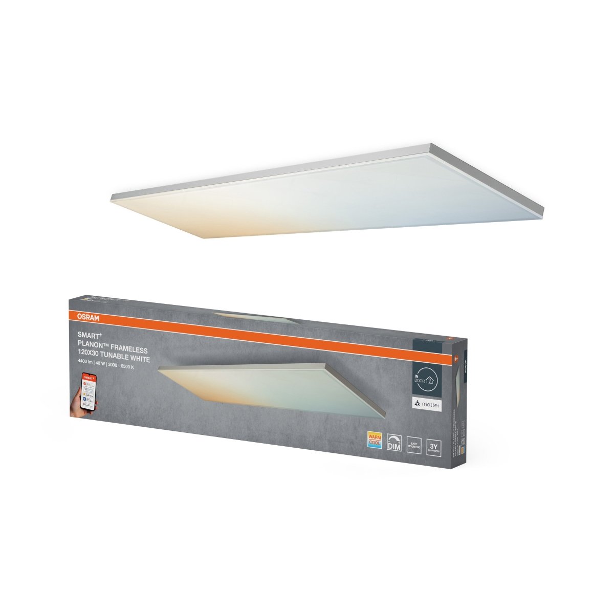 4099854471179 - Chytrý LED panel MATTER Planon Bezrámový 1200x300mm Laditelná Bílá - Stropní svítidlo - Czechia LEDVANCE e - shop