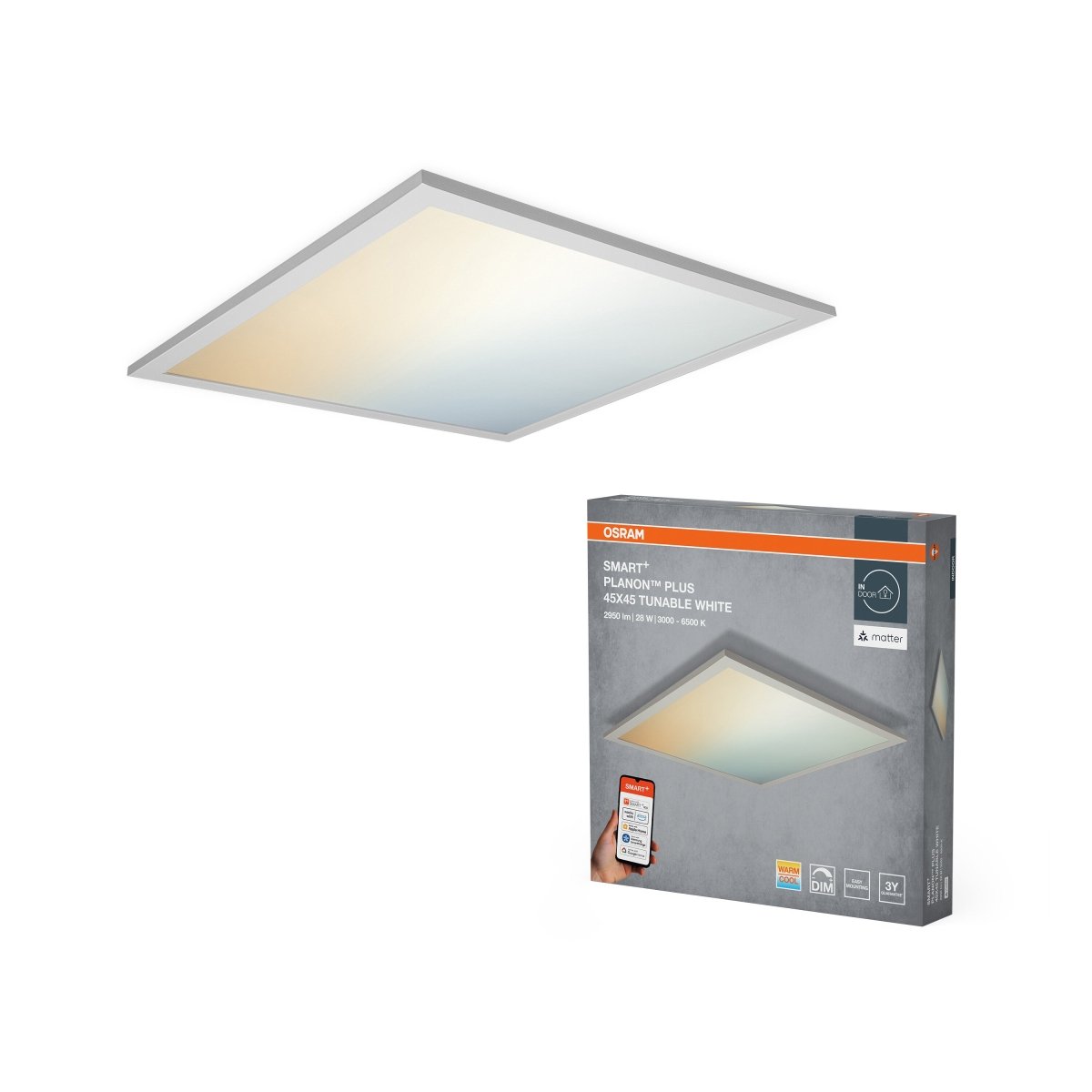 4099854471575 - Chytrý LED panel MATTER Planon Plus 450x450mm Laditelná Bílá - Stropní svítidlo - Czechia LEDVANCE e - shop