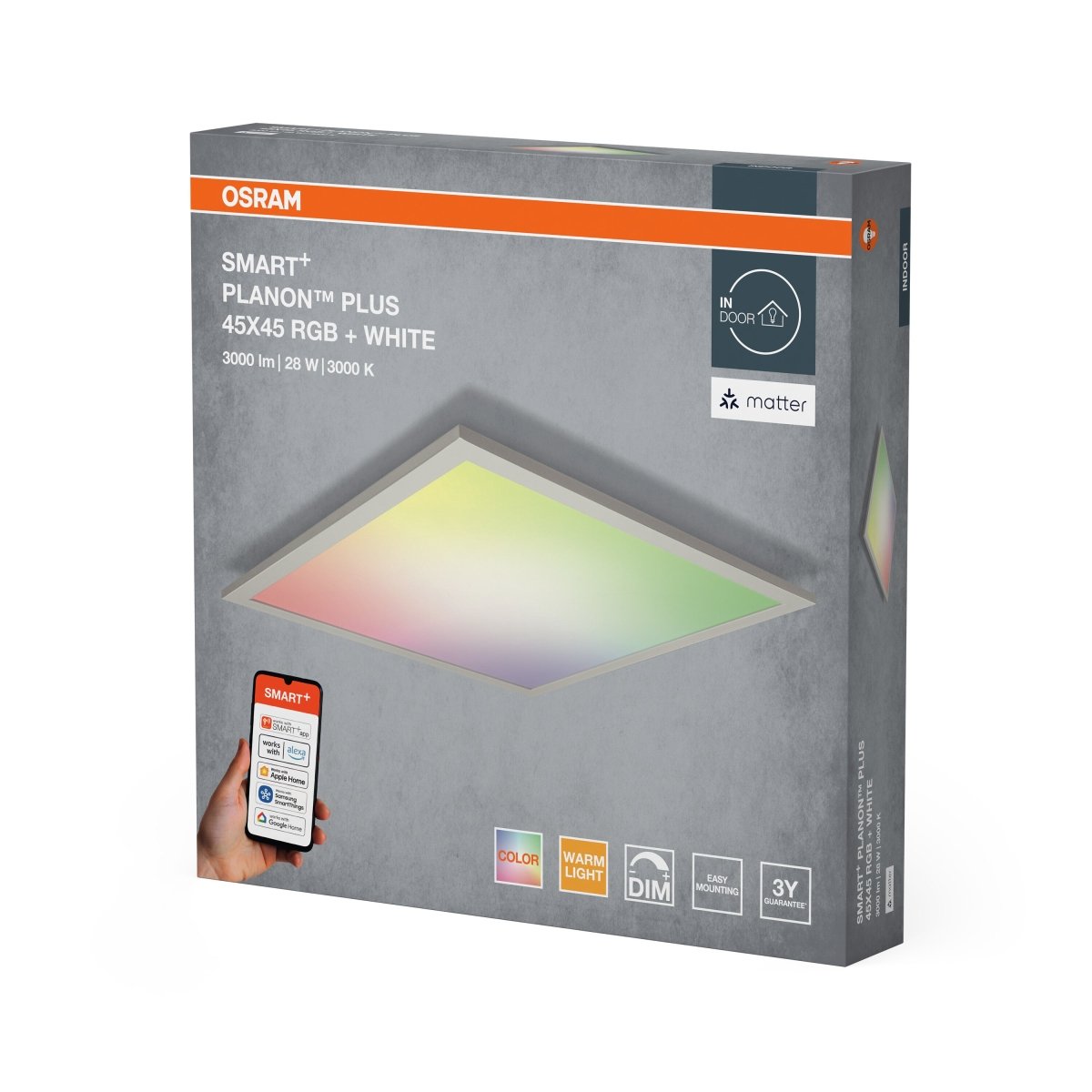 4099854471537 - Chytrý LED panel MATTER Planon Plus 450x450mm Vícebarevný RGBW - Stropní svítidlo - Czechia LEDVANCE e - shop