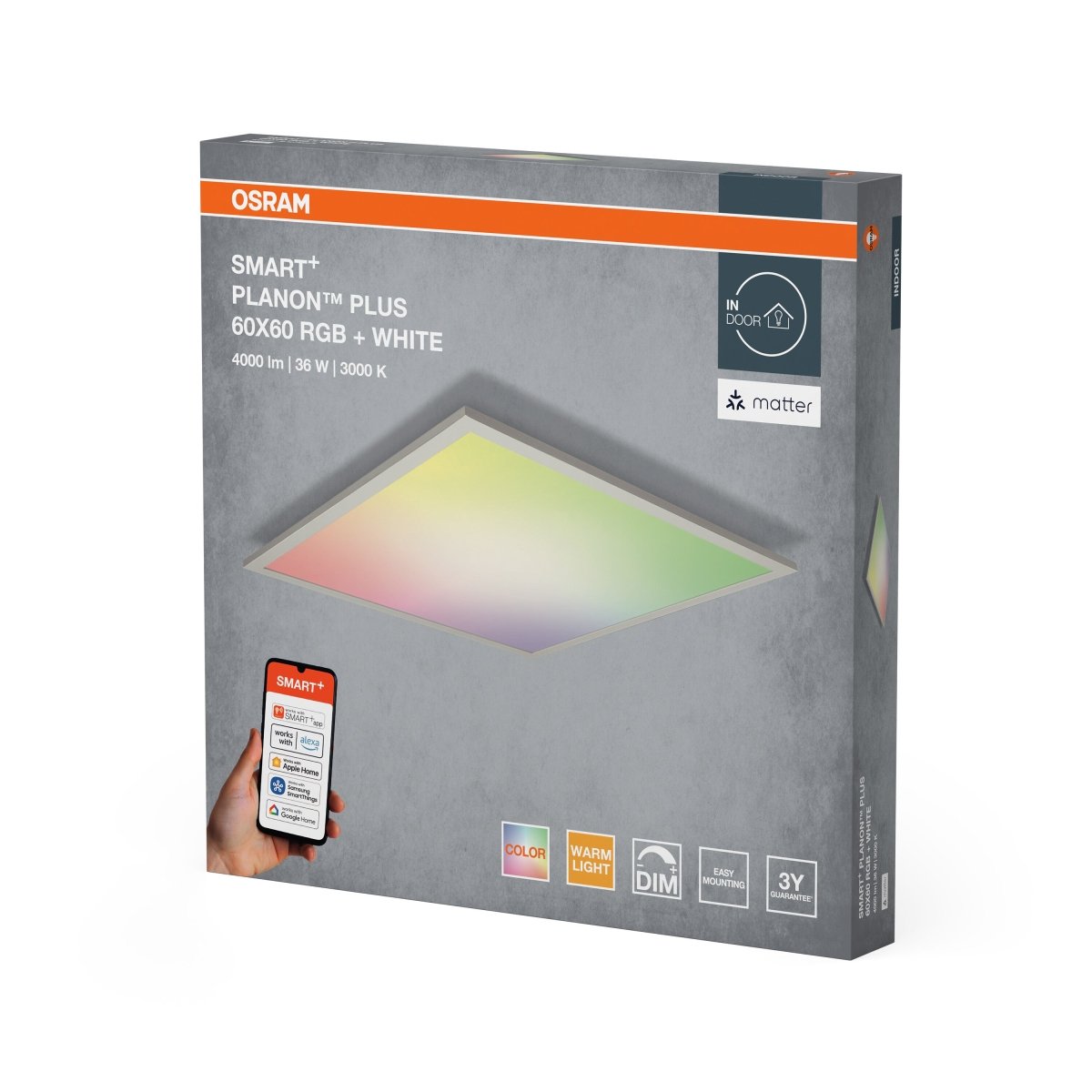 4099854471797 - Chytrý LED panel MATTER Planon Plus 600x600mm Vícebarevný RGBW - Stropní svítidlo - Czechia LEDVANCE e - shop