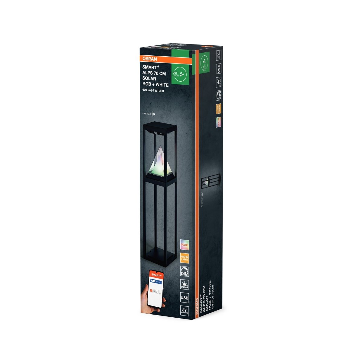 4099854474392 - Chytrý solární sloupek ALPS 70cm RGB+Teplá Bílá IP44 - Solární - Czechia LEDVANCE e - shop