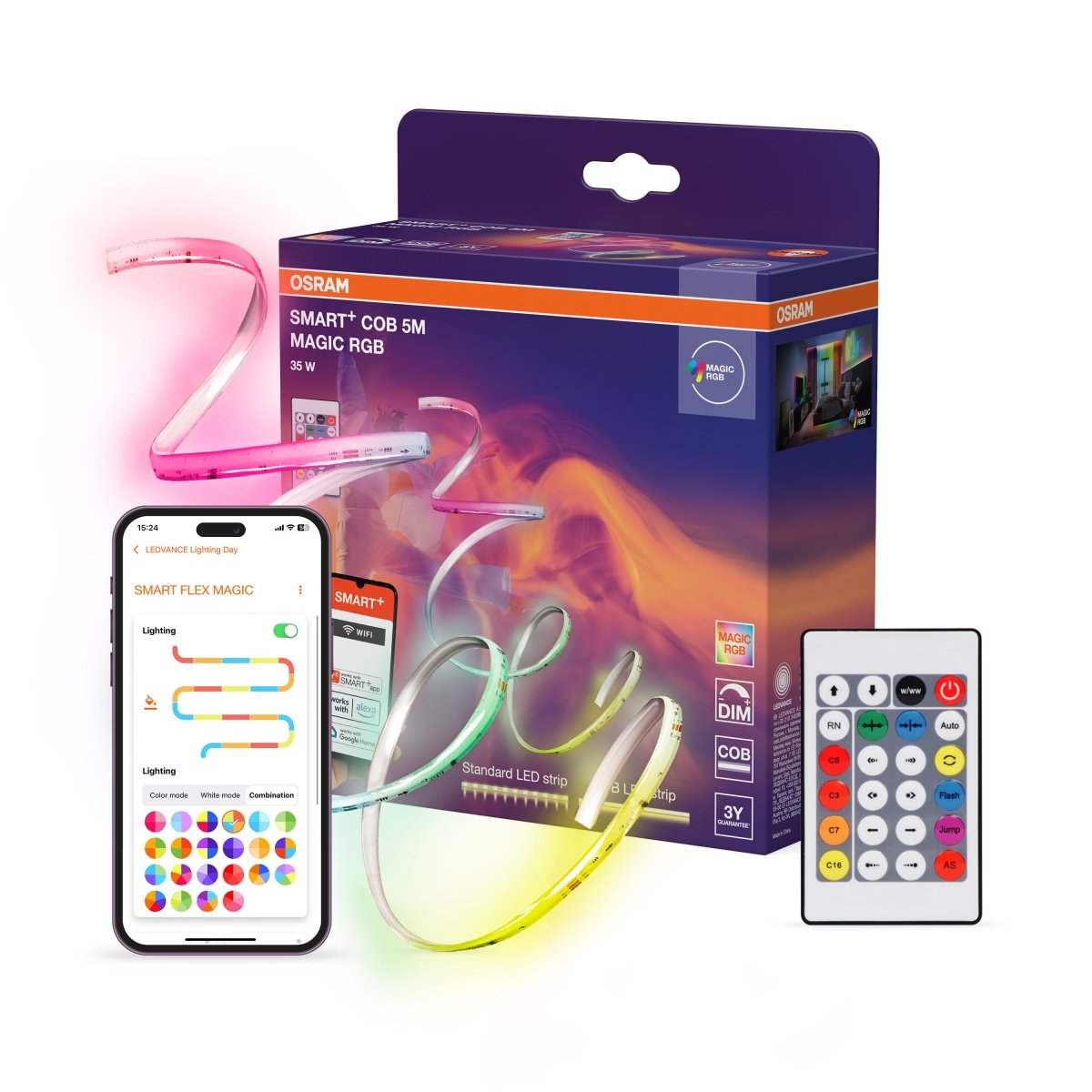 4099854478437 - Chytrý Wifi COB 5m Magic RGB na dálkové ovládání - LED pásek - Czechia LEDVANCE e - shop