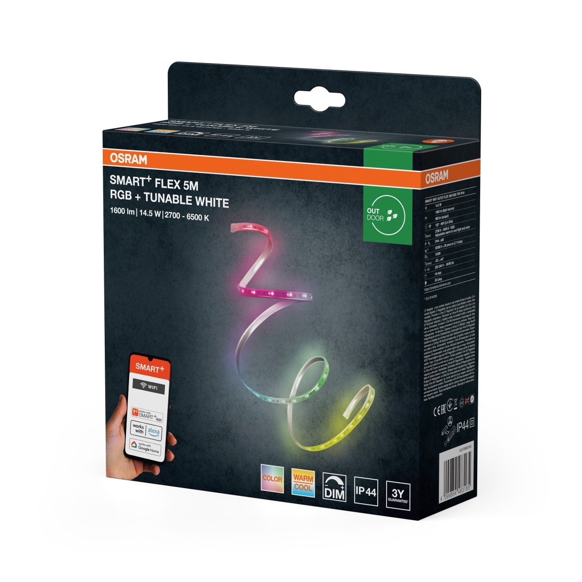 4099854483165 - Chytrý Wifi Venkovní flexibilní IP44 5m RGB+Laditelná Bílá - LED pásek - Czechia LEDVANCE e - shop