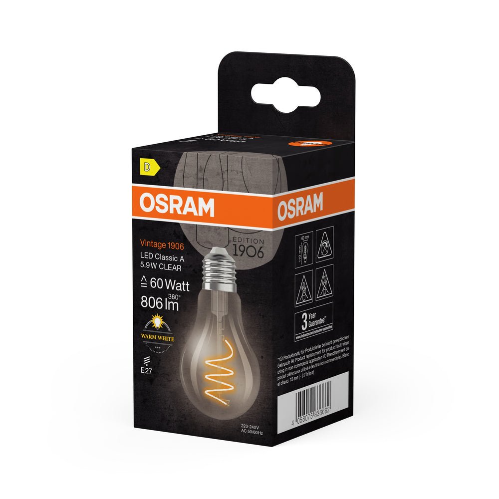 4058075836662 - Čirá LED žárovka E27 5.9W VINTAGE CLASSIC A, teplá bílá - Žárovka - LEDVANCE e - shop