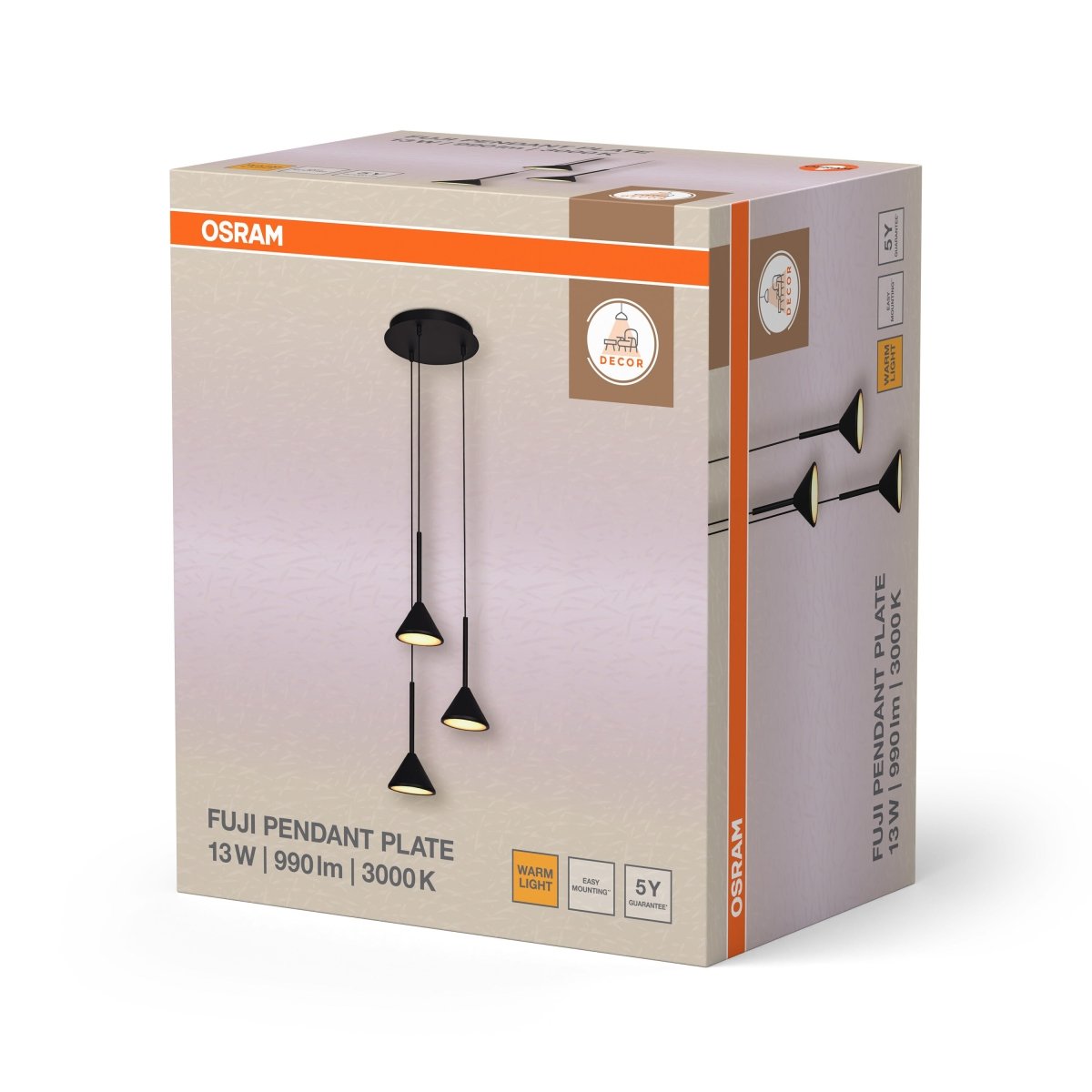 4099854460418 - Decor Fuji závěsné svítidlo 3x LED 13 W, Teplá bílá 3000 K, černé, Ø290 mm - Závěsné - LEDVANCE e - shop
