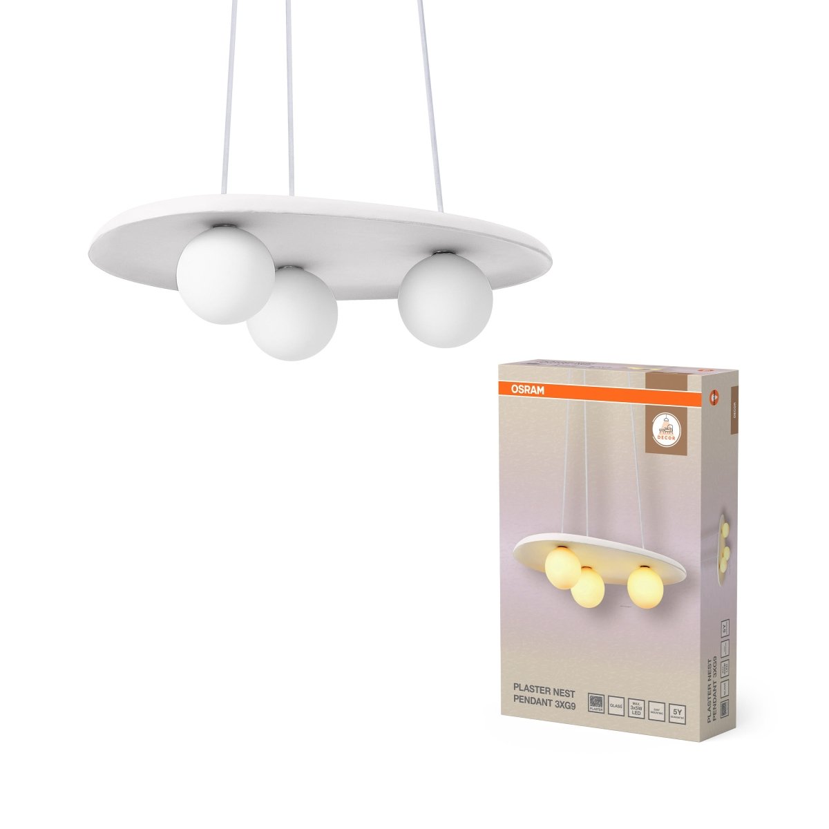 4099854460814 - Decor Plaster závěsné svítidlo 3x G9, bílá, délka 500 mm - Závěsné - LEDVANCE e - shop