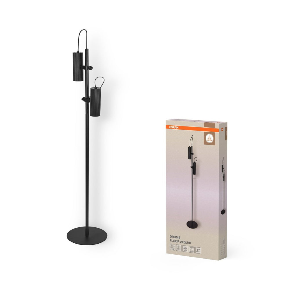 Dekorativní černá stojací lampa 2xGU10